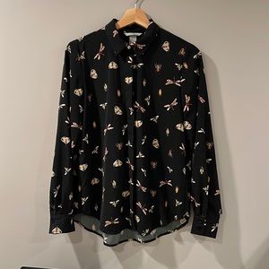 Insect-print button down blouse